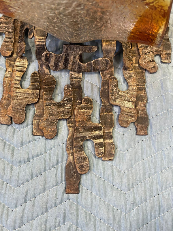 Pair of Murano Glass Sconces by Mazzega on Brutalist Metal Frames. Italy, 1970's