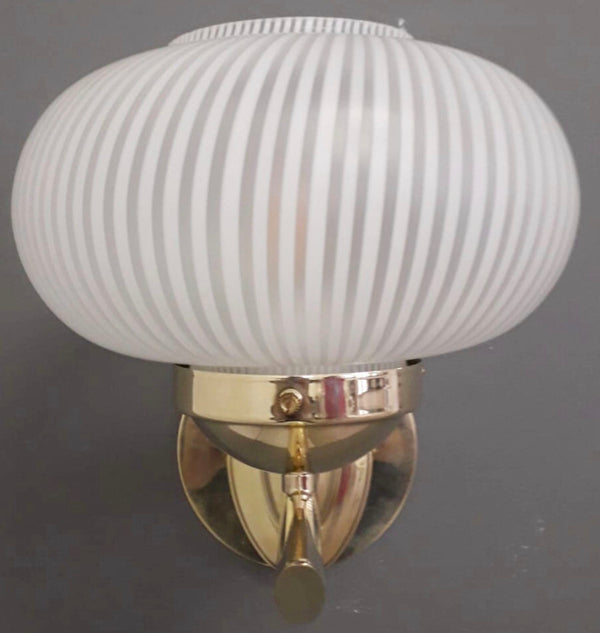 Set of Ten White Ribbed Bowl Murano Sconces by Barovier e Toso. Italy, 1950's