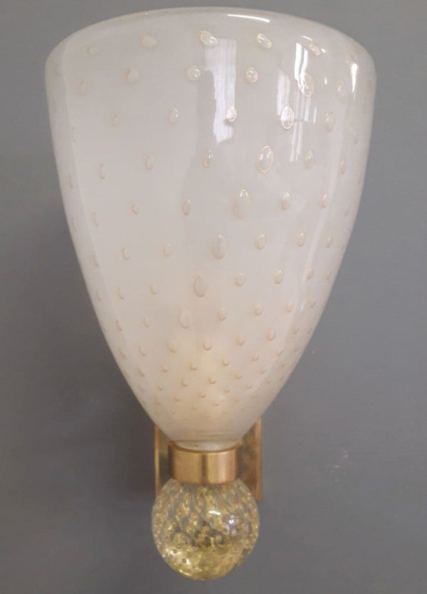 Pair of Bollicine Murano Glass Coppa Sconces. Italy,1970's.