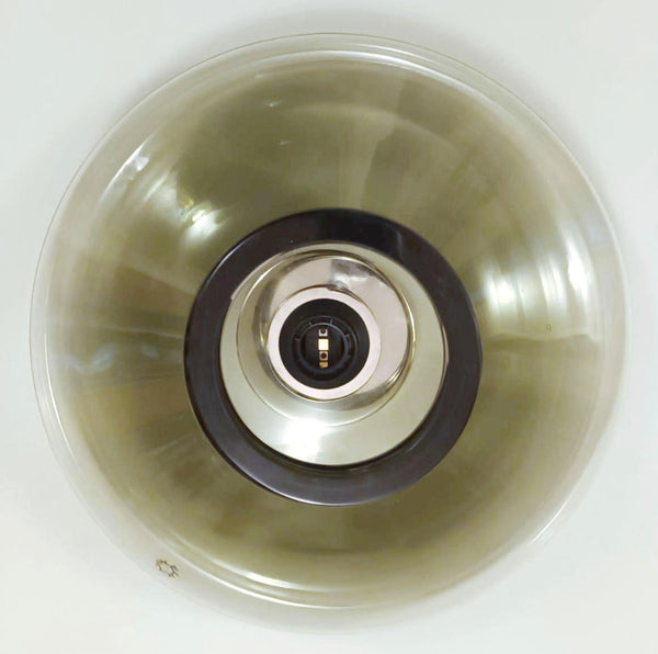 Pair of Flush Mounts or Sconces w/ Smoky Murano Glass by Leucos. Italy, 1960's.