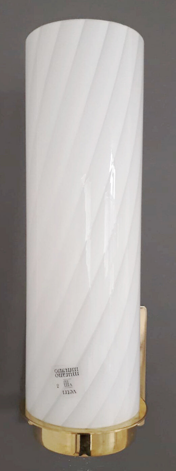 Set of Twelve Milky White "Murano Vetri 04" Cylinder Sconces. Italy, 1960's.