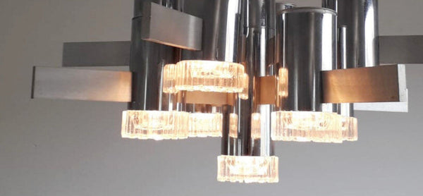 Vintage Italian Chandelier/Pendant by Gaetano Sciolari, Italy, 1970's.