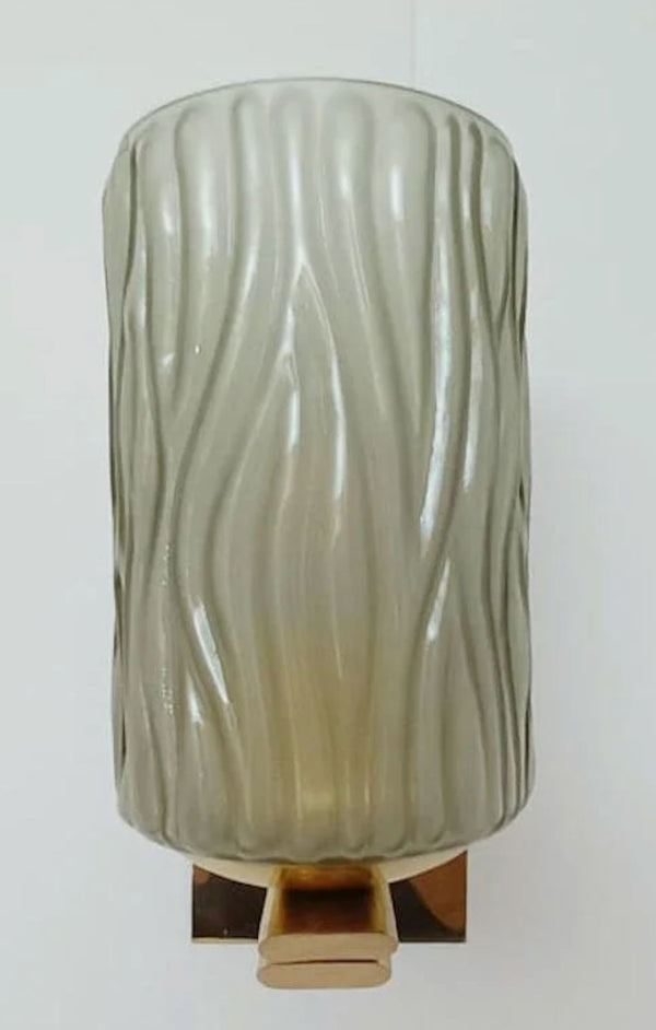 Set of Eight Smoky Textured Murano Sconces by Barovier e Toso. Italy, 1950's.