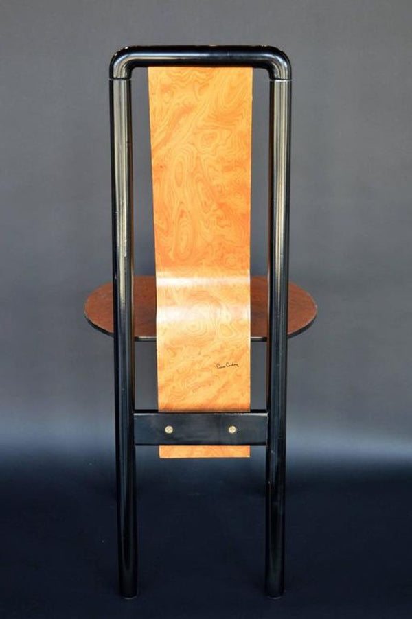 Set of Six Pierre Cardin Dining Chairs in Pecan & Ebonized Maple. U.S.A. 1970's