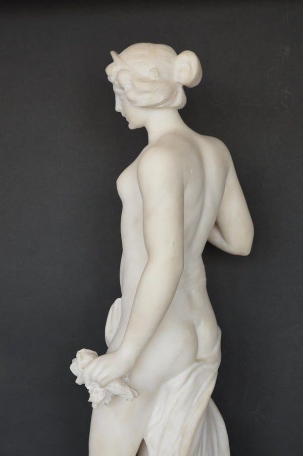Late 19th Century Italian Carrara Marble Statue of a Young Lady.