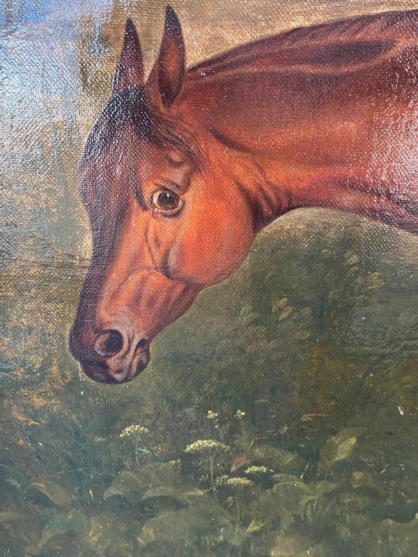 "Three Hunters by a Dovecot" by E. Tolley / Signed & Dated 1872.