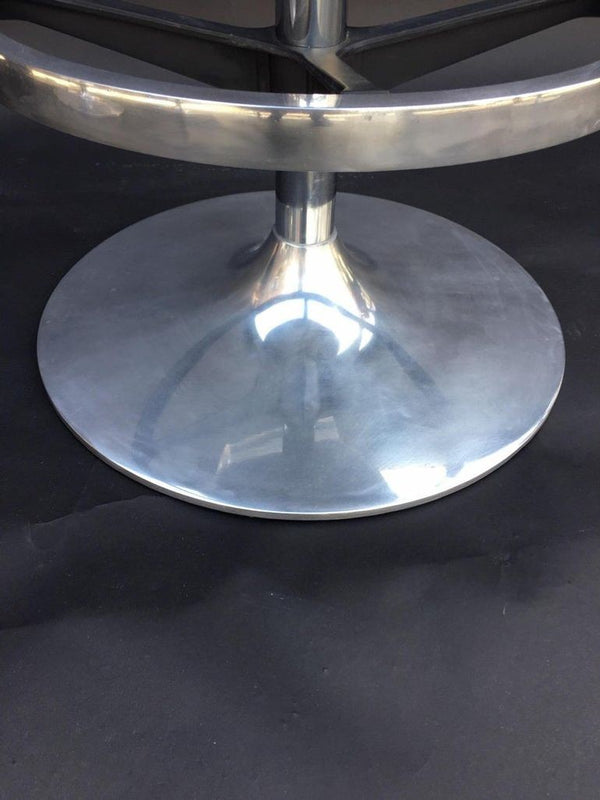 Set of Four Acrylic & Metal Bar Stools with Fabric Cushions. U.S.A. 1980's.