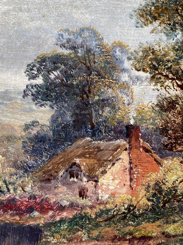 19th Century Pastoral Landscape Oil Painting by F. Allen