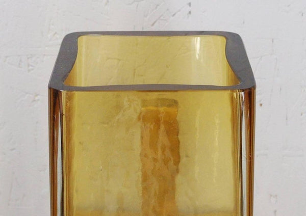 Set of Three Murano Amber Glass & Brass Sconces, Italy, 1980's.