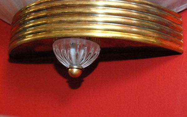 Set of Thirteen Oversized Murano Shell Sconces by Barovier e Toso, Italy, 1950's