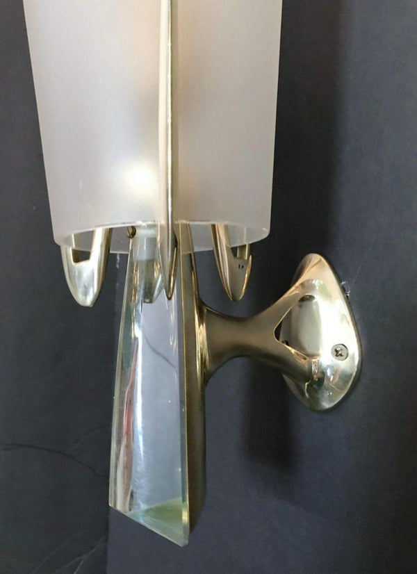 Set of Four Rare Sconces by Max Ingrand for Fontana Arte, Italy, 1959.