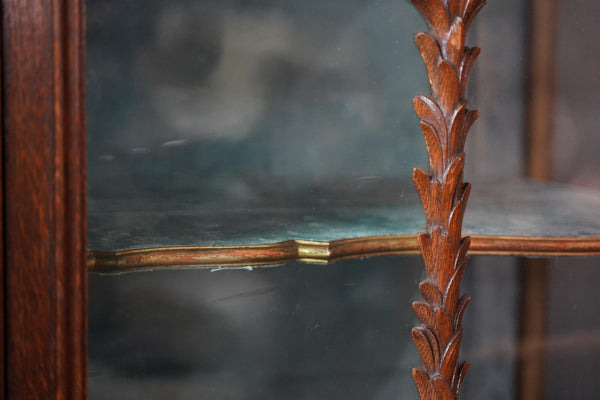 Late 19th Century French Oak Display Cabinet with Ribbon & Garland Glazing