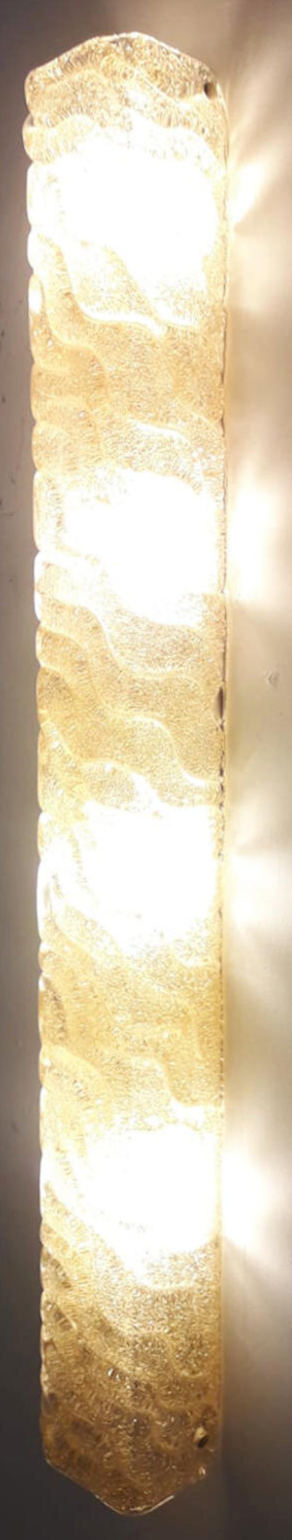 Set of Three Long Canale Amber Sconces by Barovier e Toso, Italy, 1960's.