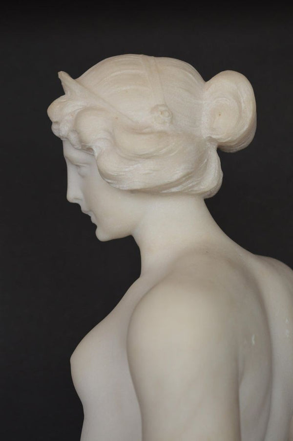 Late 19th Century Italian Carrara Marble Statue of a Young Lady.