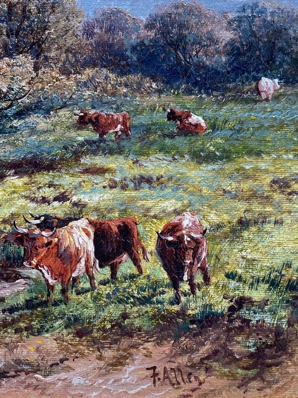 19th Century Pastoral Landscape Oil Painting by F. Allen