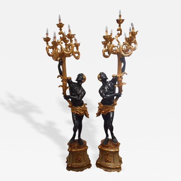 Early 20th Century Pair of Venetian Blackamoor Torcheres.