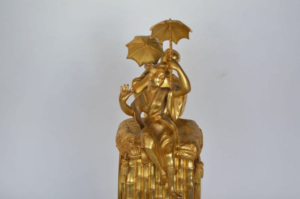 19th C Louis XV Style Gilt Bronze Elephant Clock Signed by Barreau F. de Bronzes