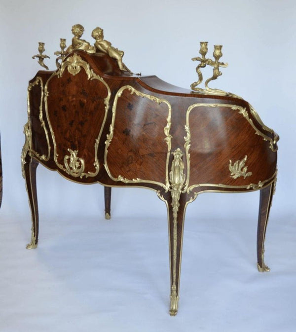 French Palatial Louis XV Gilt Bronze Bureau-Plat Cartonnier '19th Century'