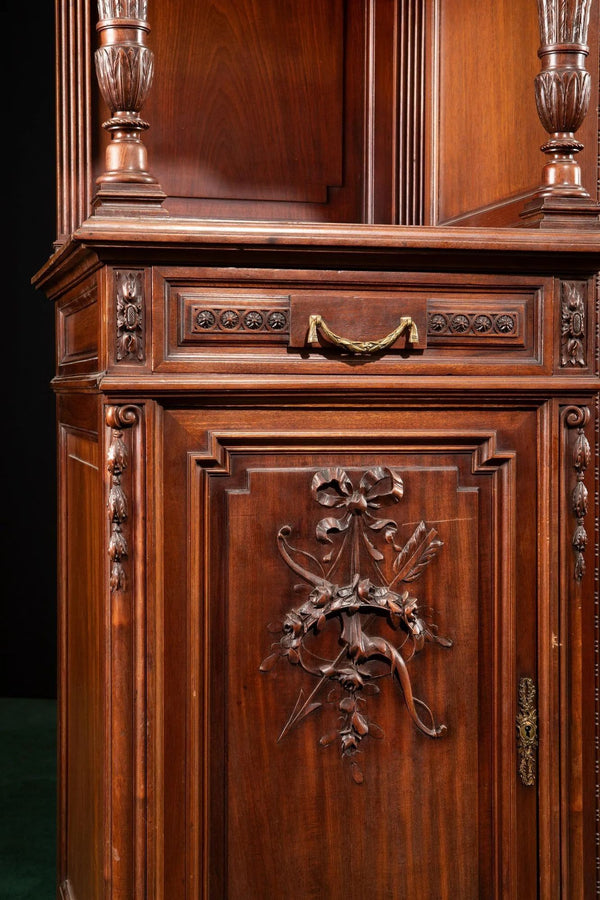 Late 19th Century Monumental French Carved Walnut Cabinet with Wedgwood Plaques