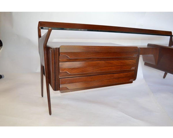 Mid-Century Italian Walnut & Rosewood Vanity Console by Carlo De Carli. 1950's.