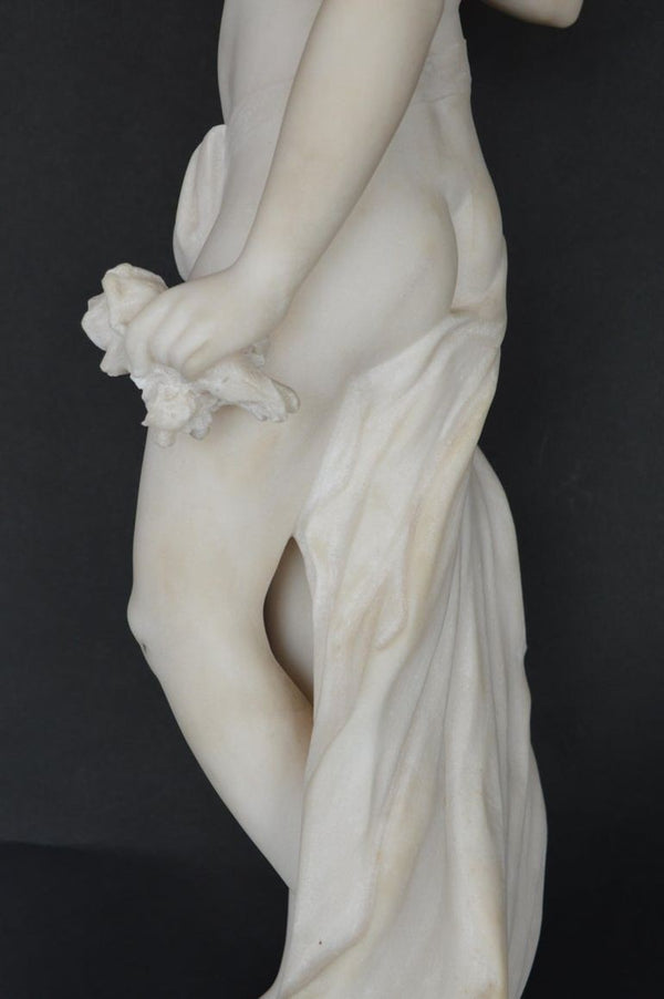 Late 19th Century Italian Carrara Marble Statue of a Young Lady.