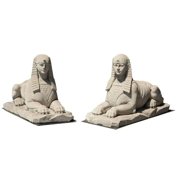 Pair of Egyptian Revival Cast Stone Sphinxes