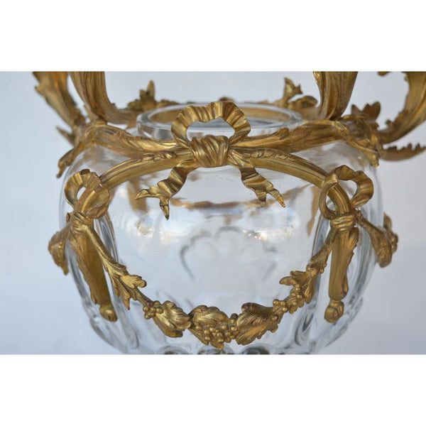 Pair of French, 19th Century, Louis XV Style Glass and Gild Ormolu Candelabra by Henri Vian