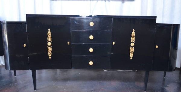 Pair of Black Lacquer Commodes