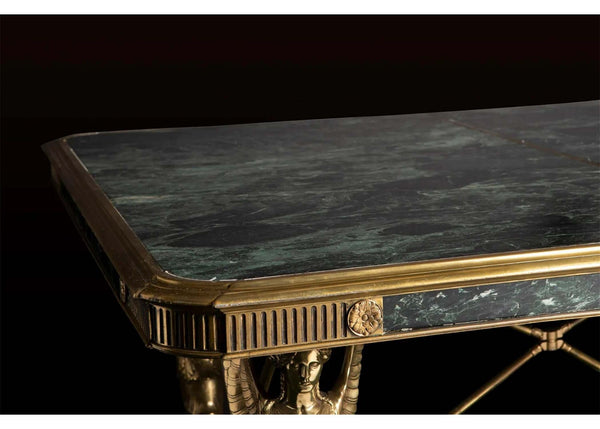 Late 19th Century Marble & Bronze Neoclassical-Style Library Table