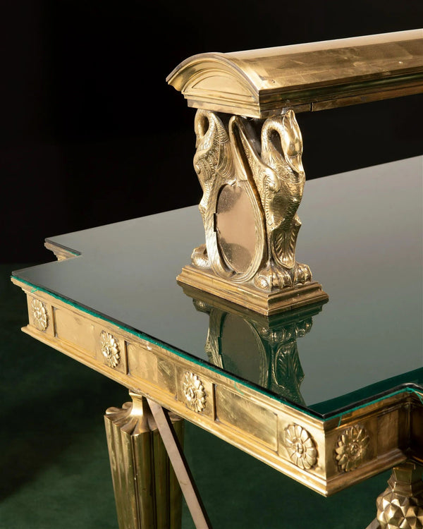 Glamorous American Bronze and Glass Banking Table