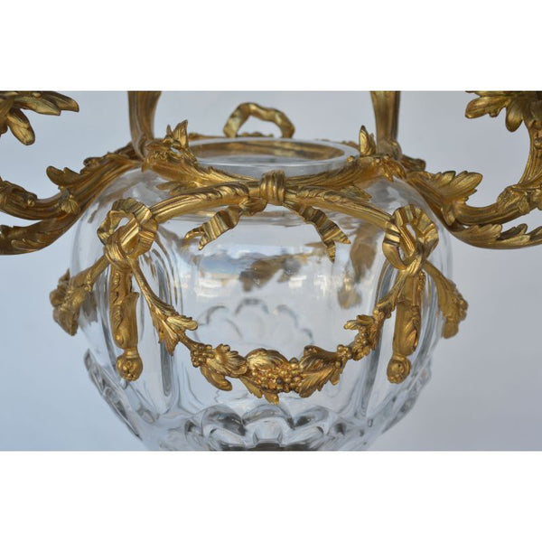 Pair of French, 19th Century, Louis XV Style Glass and Gild Ormolu Candelabra by Henri Vian