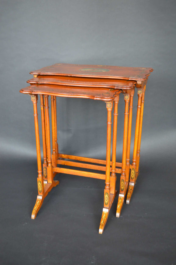Set of 3 Sheraton Revival Satin Wood Nesting Table