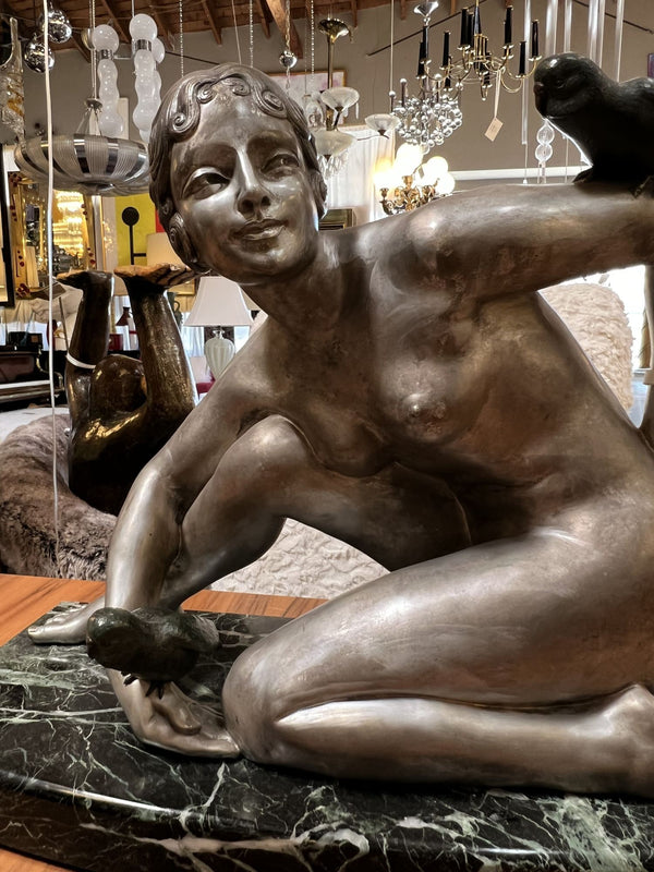 French Art Deco A.G. Rigault Silvered Bronze Sculpture
