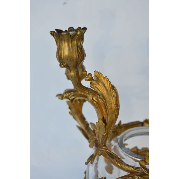 Pair of French, 19th Century, Louis XV Style Glass and Gild Ormolu Candelabra by Henri Vian