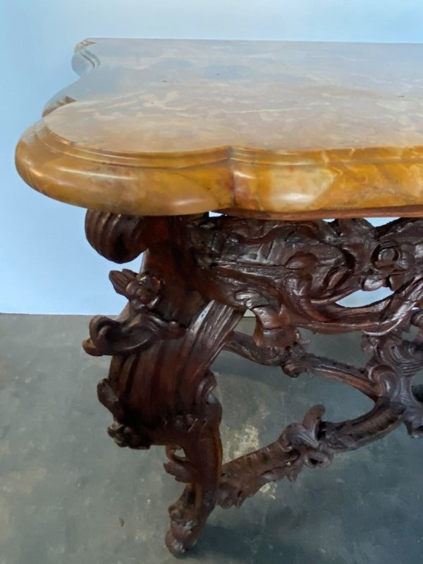 Italian Walnut Console with Marble Top, 18th Century