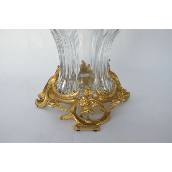 Pair of French, 19th Century, Louis XV Style Glass and Gild Ormolu Candelabra by Henri Vian