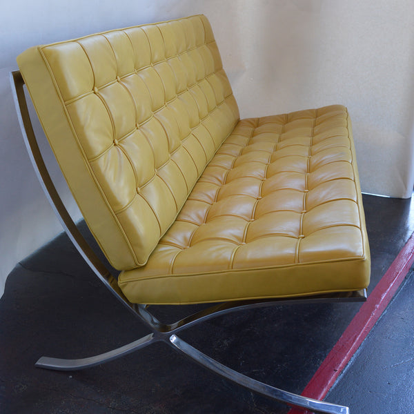 Set of Three, Sleek Barcelona Chairs and Sofa, c 1970s