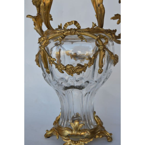 Pair of French, 19th Century, Louis XV Style Glass and Gild Ormolu Candelabra by Henri Vian