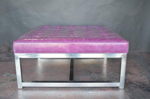 Purple Leather Upholstered Coffee Table