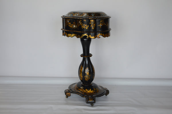 Pedestal Box on Stand Table with Gold Details