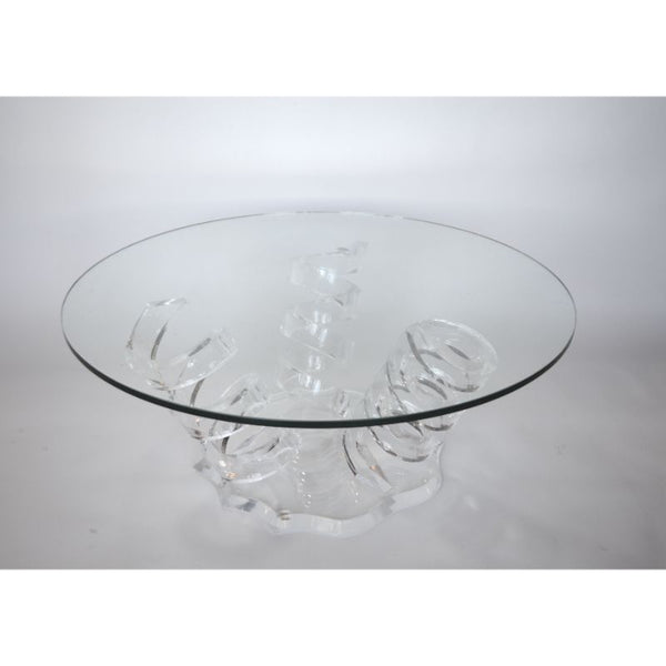 Round Lucite Spiral Coffee Table. USA, 1970s