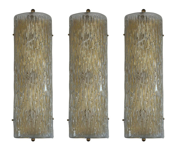 Set of Three Vintage Italian Murano Glass Sconces, c. 1970's