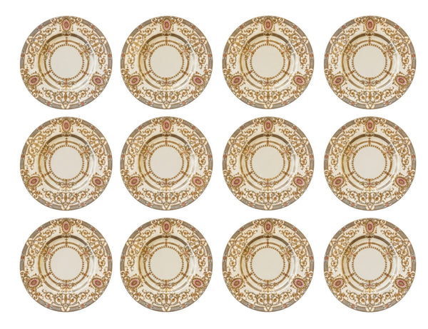 Set of Twelve Royal Worcester England Gilt Dinner Plates for R.H. Macy. New York