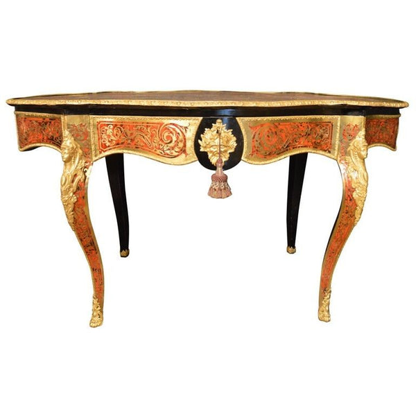 French 19th Century Tortoise Shell Table with Boulle Marquetry