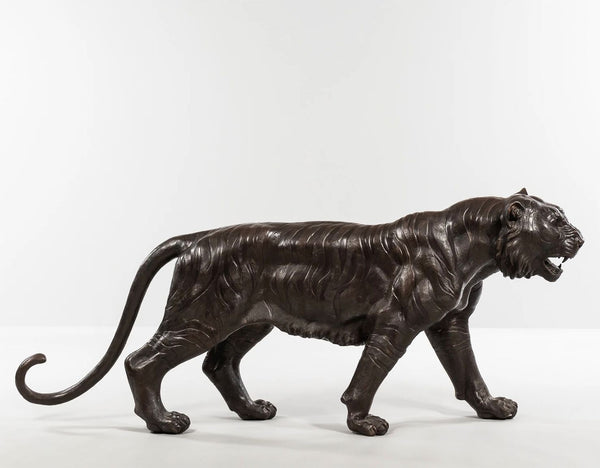 Life-Size Bronze Sculpture of a Walking Bengal Tiger by G. Van de Voorde