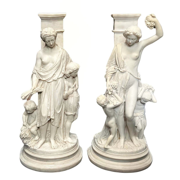 Pair of Italian Cast Marble Sculptures, c. 1900's