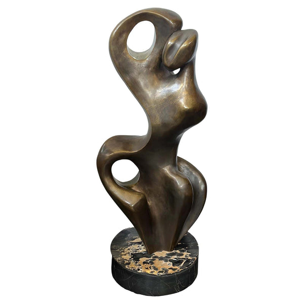Abstract Bronze Sculpture on Marble Base by Jean-Jacques Porret, 1986