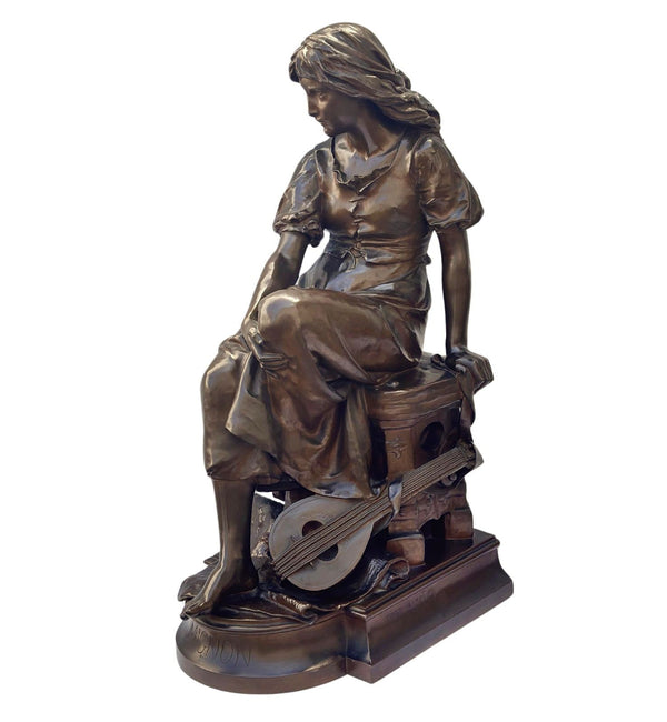 Large "Mignon" Bronze Sculpture by Eugène Aizelin, 1880