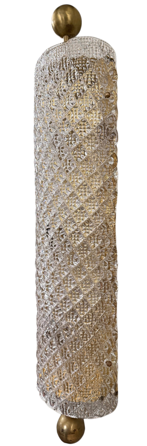 Vintage Single Murano Glass & Brass Wall Sconce. Italy, 1970's.
