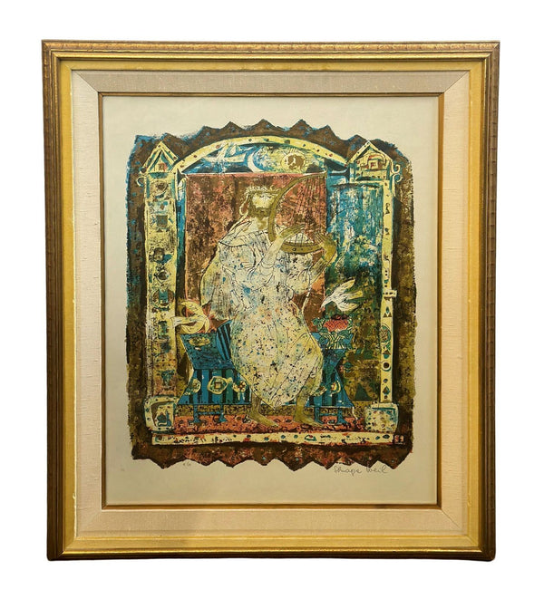 Vintage Lithograph of King David by Shraga Weil
